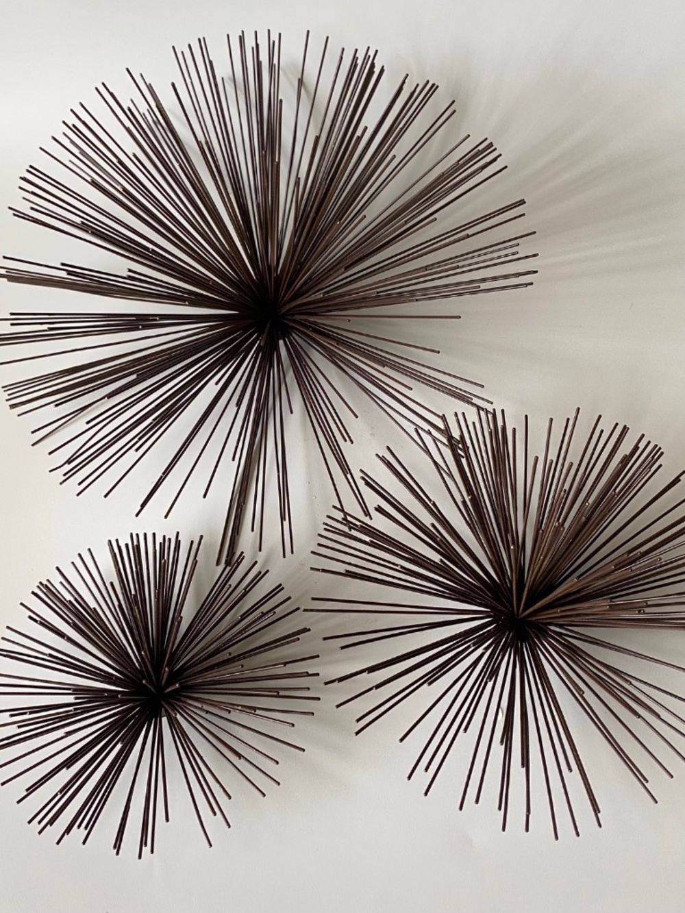 Vintage 12” Metal Atomic Starburst Wall Decor: Mid-Century Modern Style, Set Of